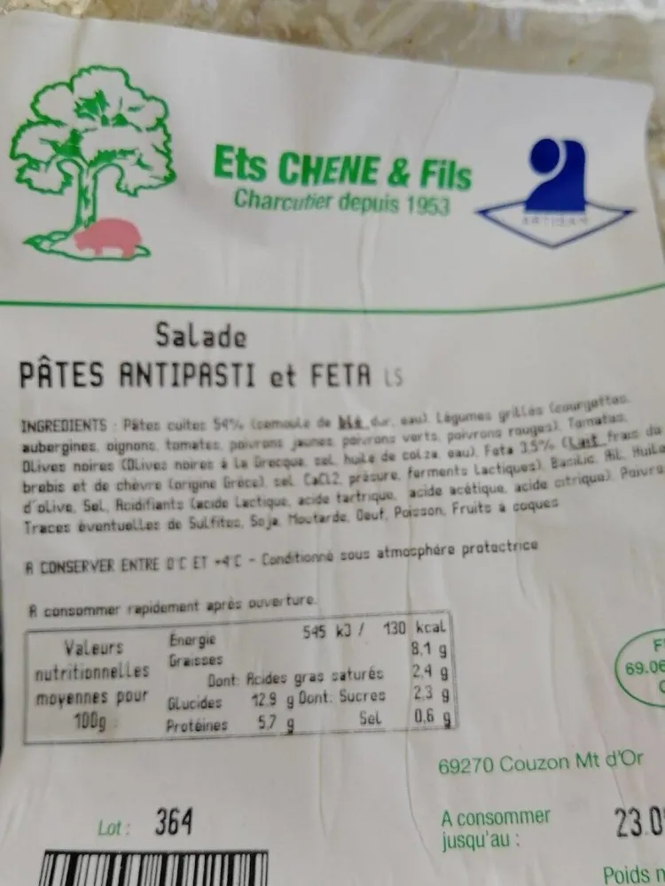 Salade Pâtes Antipasti et Feta