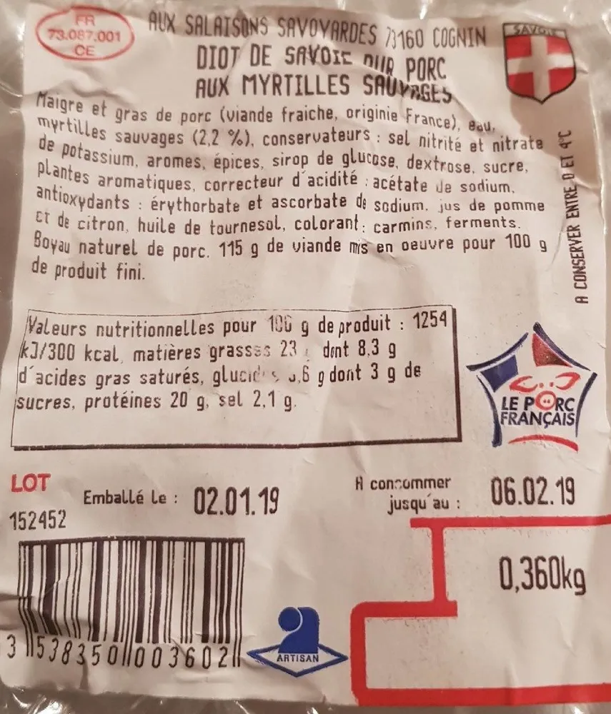 Doit de Savoie aux Myrtilles Sauvages