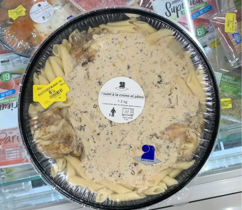 Poulet a la crème et pâtes