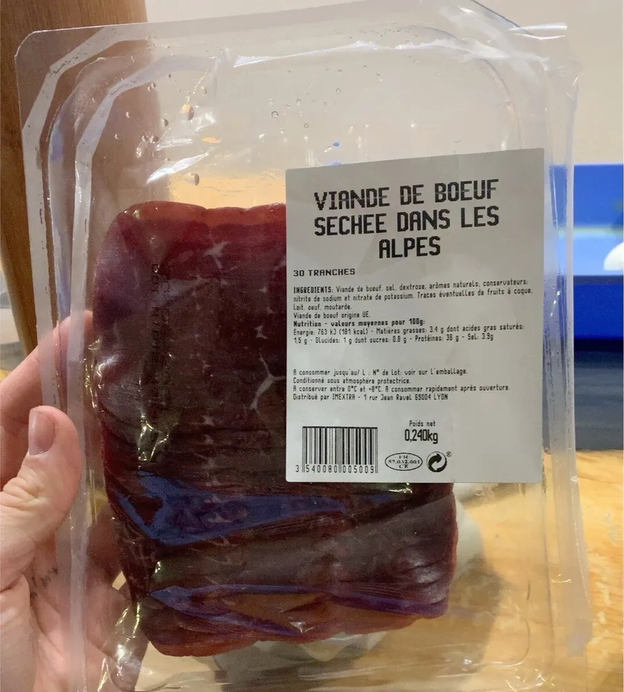 Viande de bœuf sechee dans les alpes