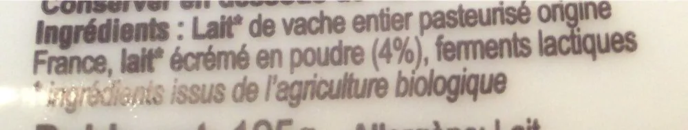 Yaourt biologique nature