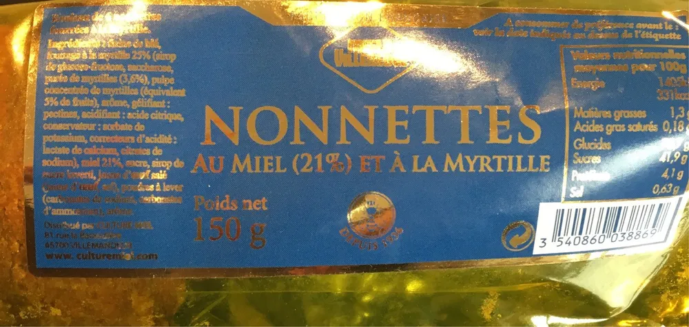 Nonnettes miel et mirtilles