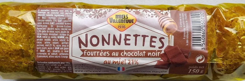 NONNETTES FOURREES AU CHOCOLAT NOIR