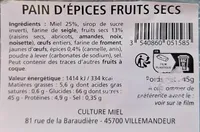 Pain d'Epices Fruits Secs