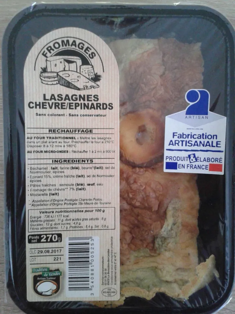 Lasagnes Chèvre/Épinards