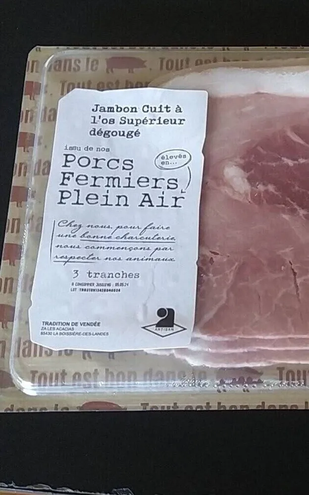 Jambon cuit a l os supérieur degougé