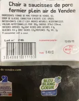Chair à saucisse de porc fermier plein air de Vendée