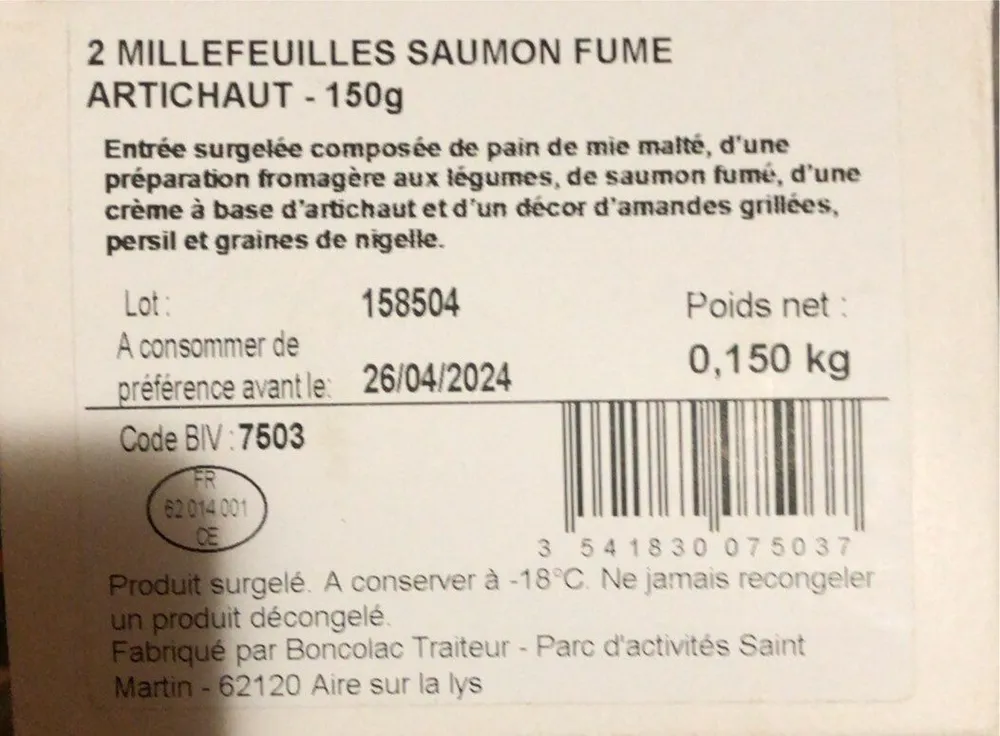 2millefeuilles saumon fumé artichaut