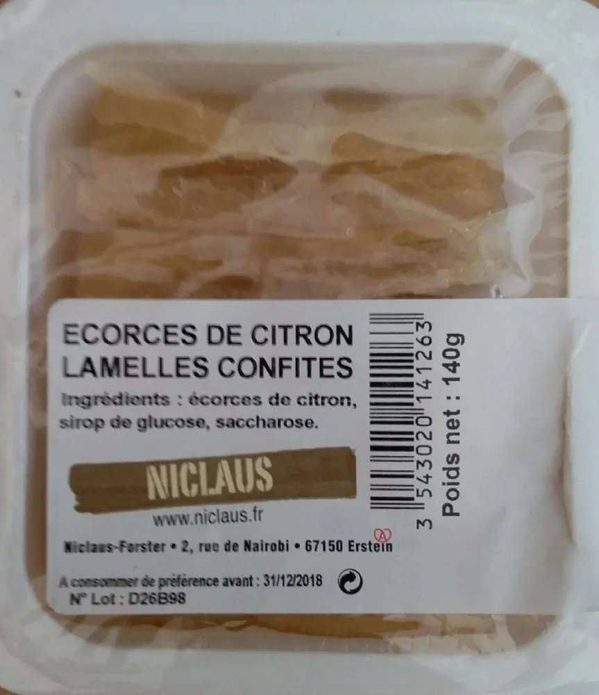 Écorces de citron lamelles confites