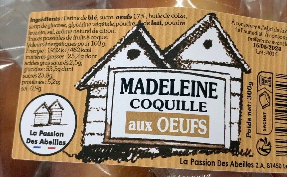 Madeleine coquille aux œufs