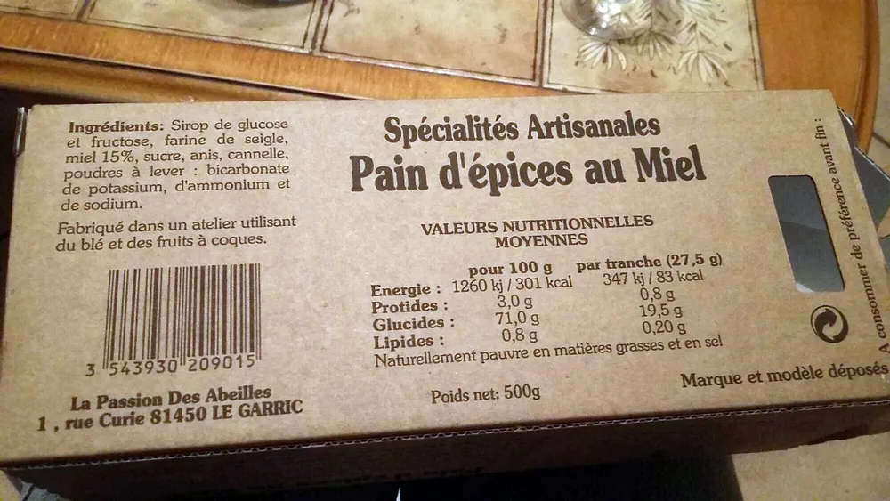 Pain d'épices au Miel