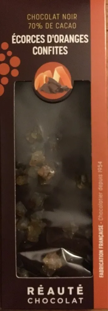 Chocolat noir ecorces d oranges confites