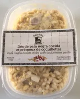 Dés de pata negra cocida et crémeux de coquillettes
