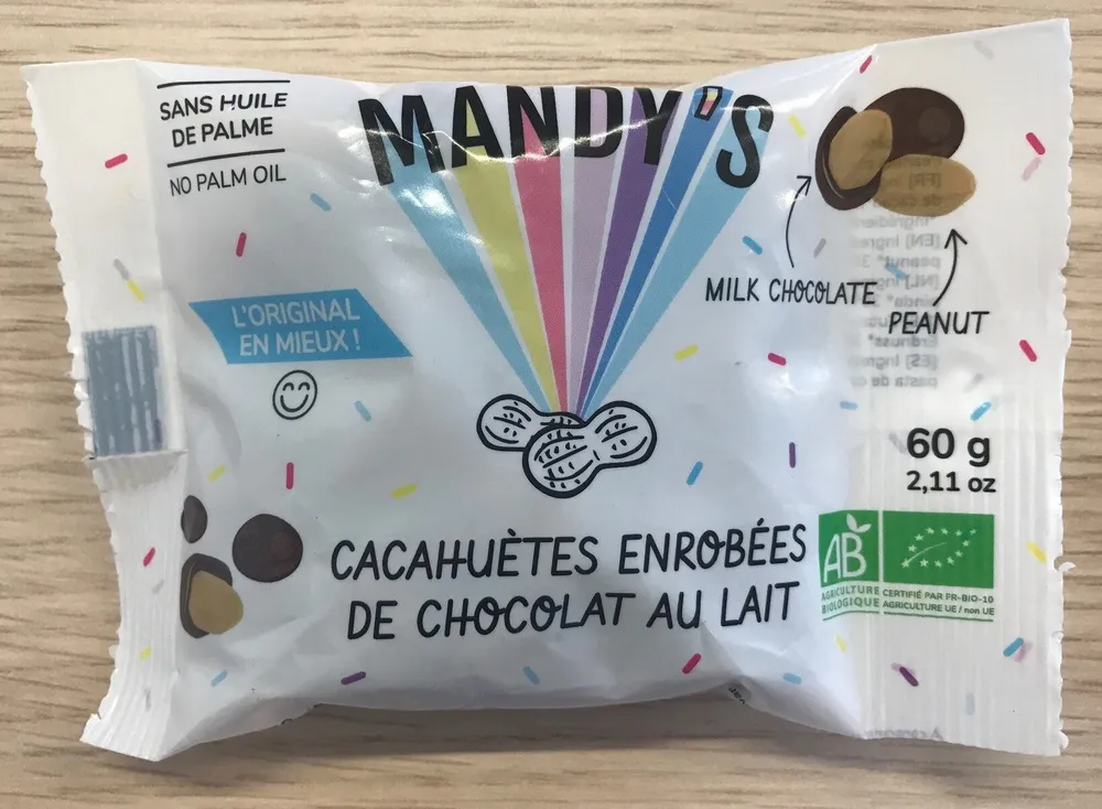 Cacahuètes enrobées de chocolat au lait 60g