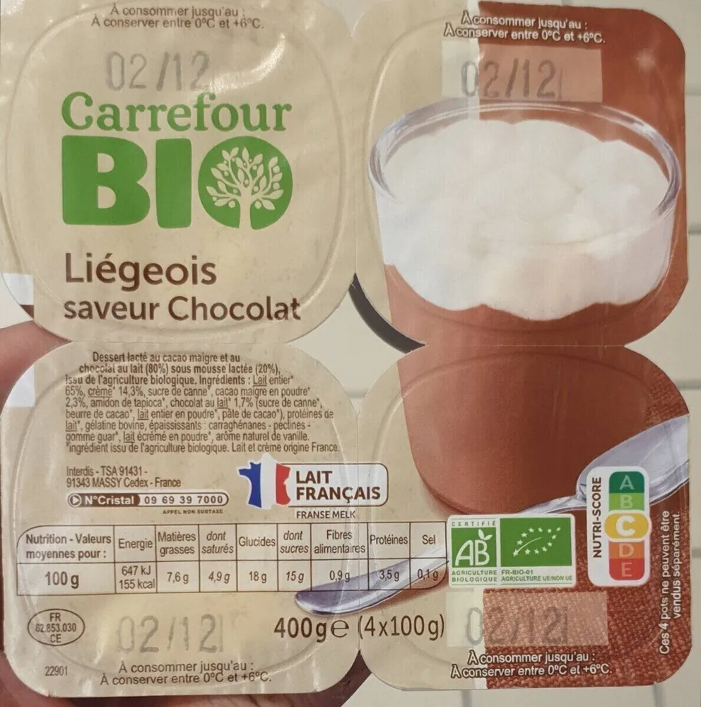 liegeois saveur chocolat bio