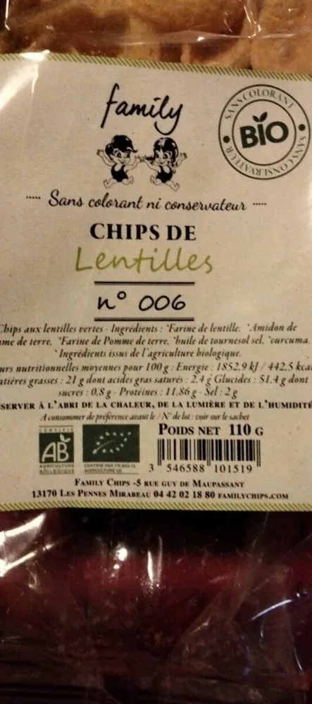 Chips de lentilles
