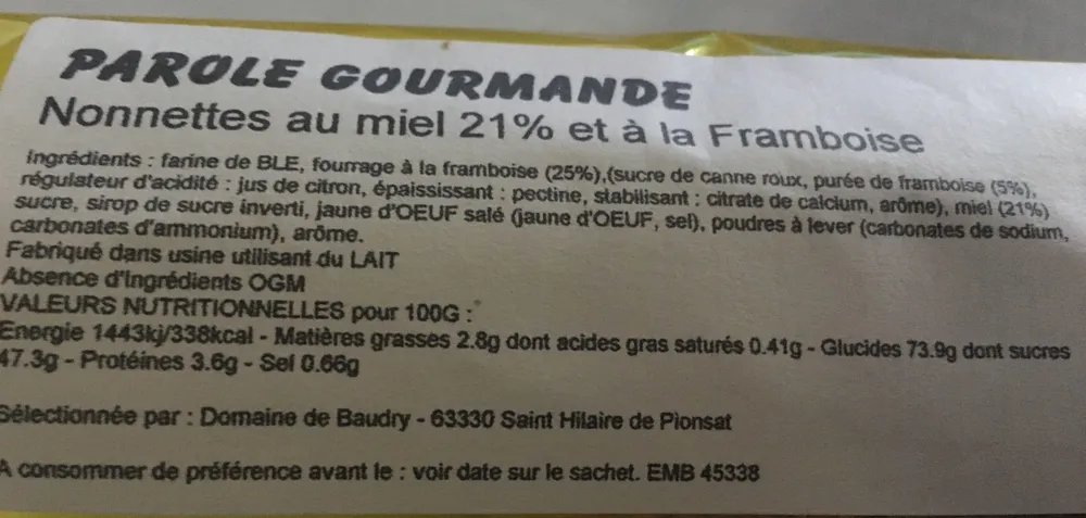 Nonnettes au Miel et à la Framboise