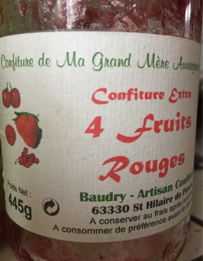 confiture extra 4 fruits rouges