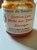 Confiture extra pêche aux roses sauvzges