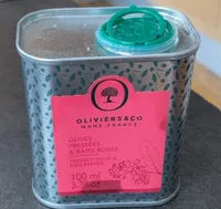 Huile d’olives préssées aux baies roses