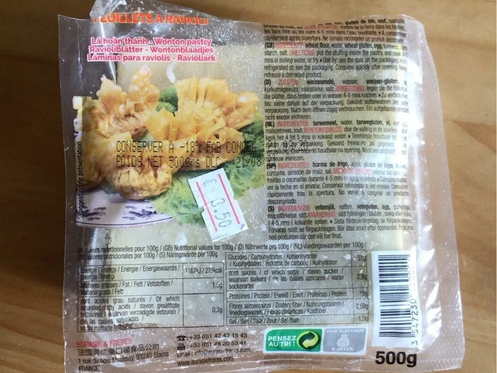 Feuillets a ravioli