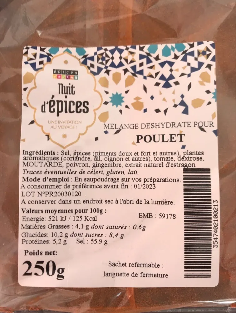 Mélange déshydraté pour poulet
