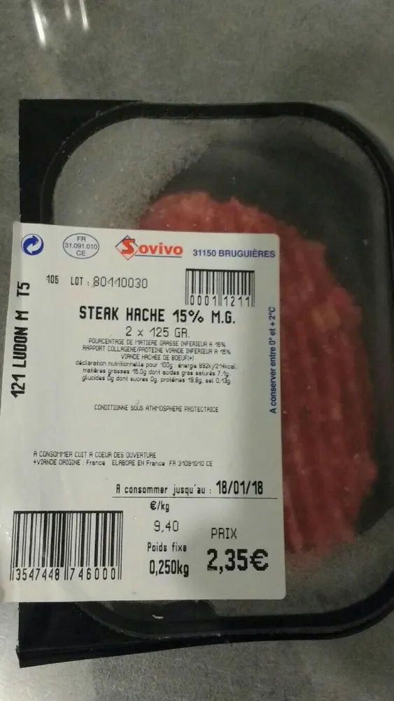 Steak haché 15% MG