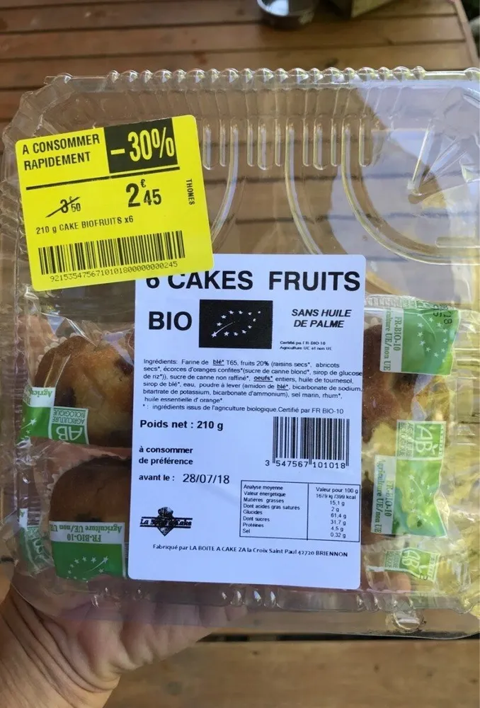 6 cakes fruits