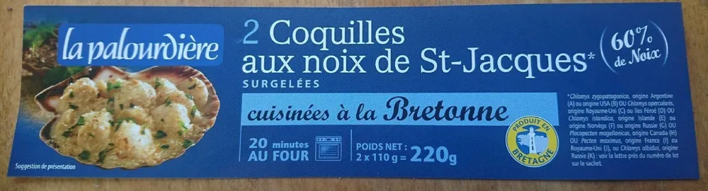 2 coquilles aux noix de St Jacques à la bretonne