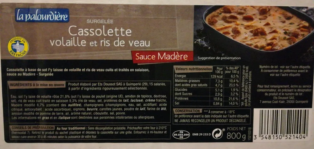 Cassolette volaille et ris de veau