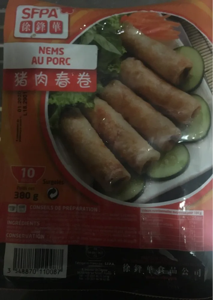 Nems au porc surgelés