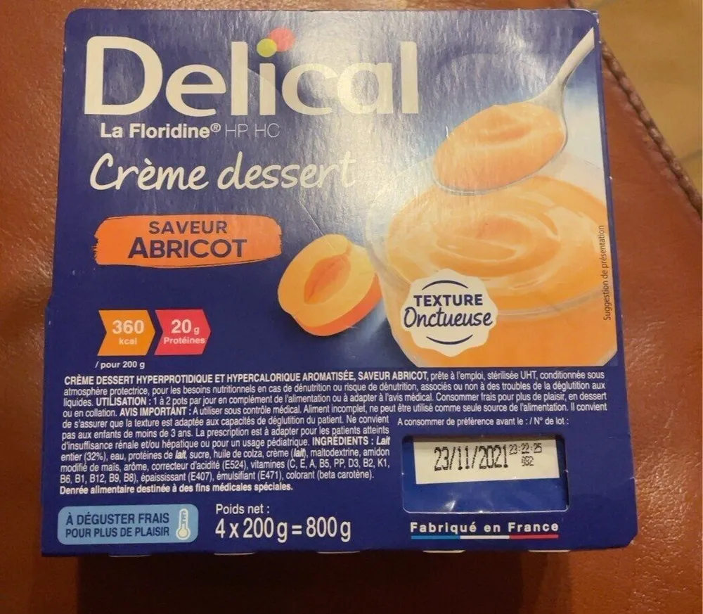 Crème dessert saveur abricot