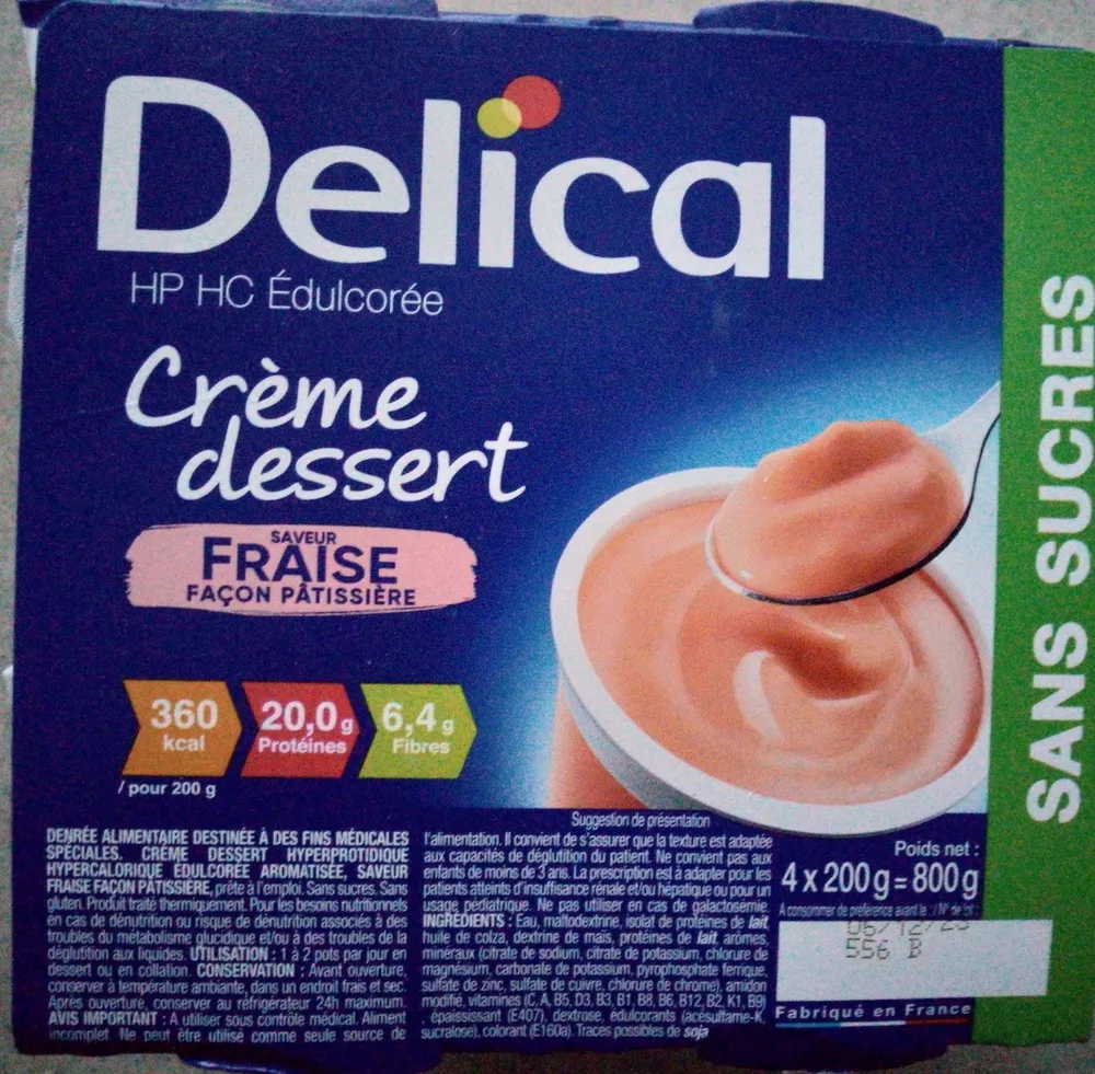 Crème dessert saveur fraise façon pâtissière