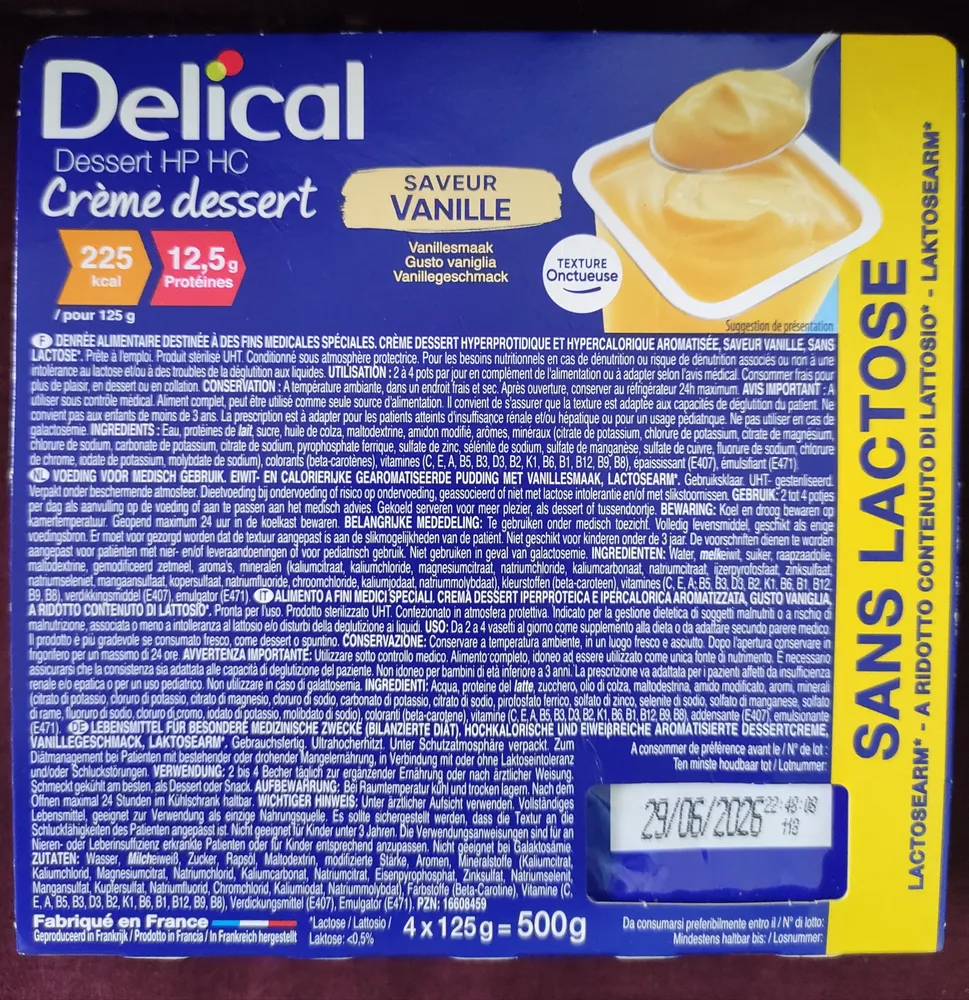 Delical crème dessert saveur vanille 4×125g
