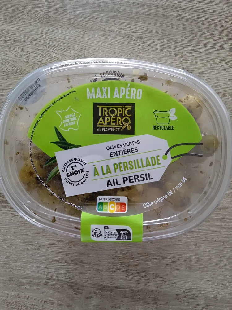 OLIVES VERTES ENTIÈRES À LA PERSILLADE AIL PERSIL