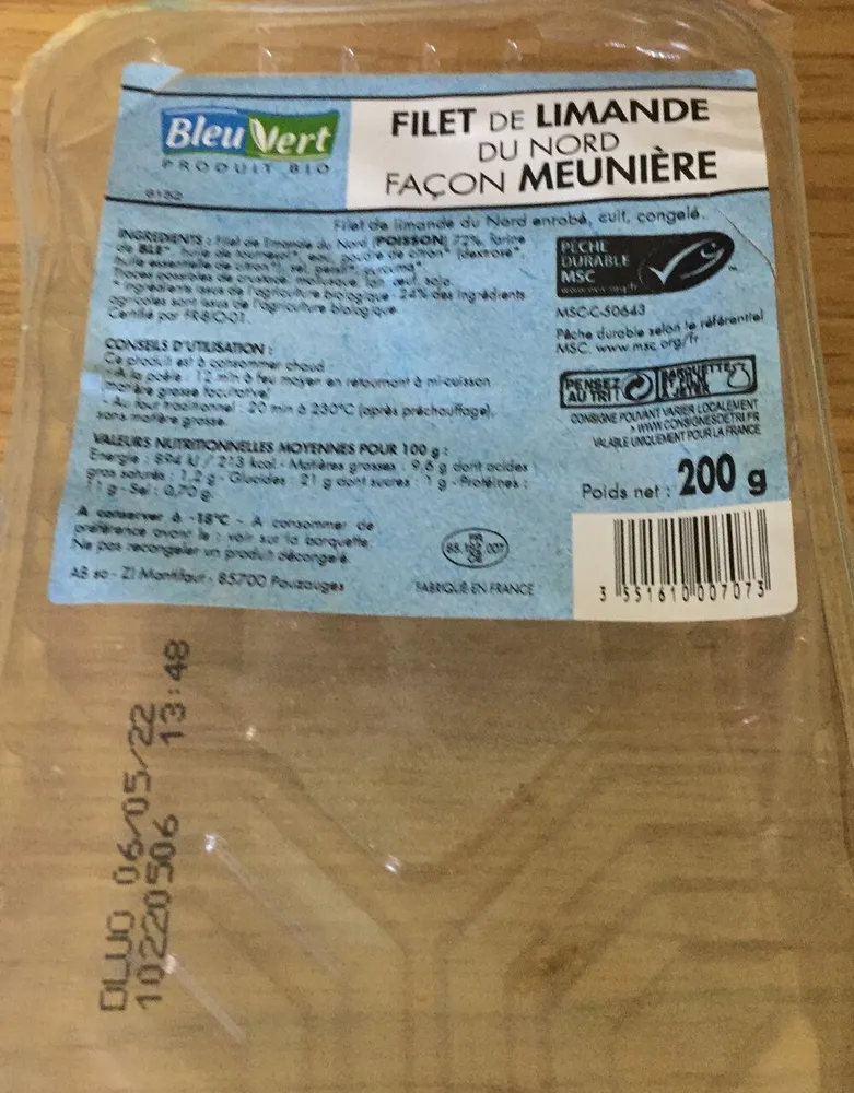 Filet de limande du nord façon meuniere