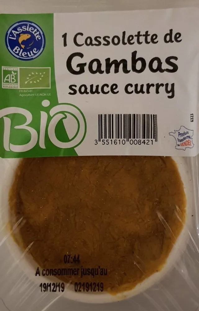 Cassolette Gambas sauce curry