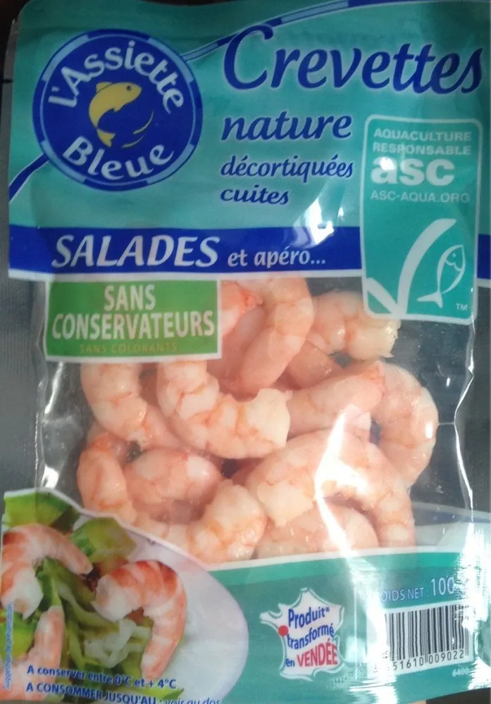 Crevettes nature décortiquées cuites