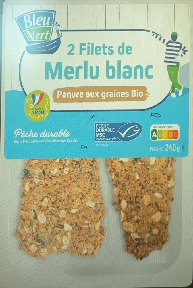 2 Filets de Merlu blanc Panure aux graines Bio