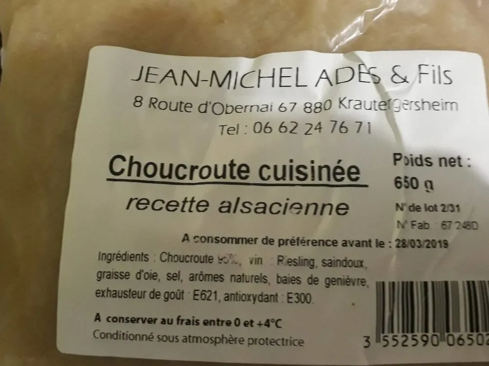 Choucroute cuisinée