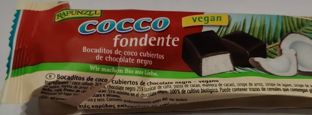 Barretta di cioccolato fondente con ripieno al cocco