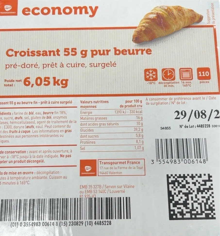Croissant 55 g pur beurre