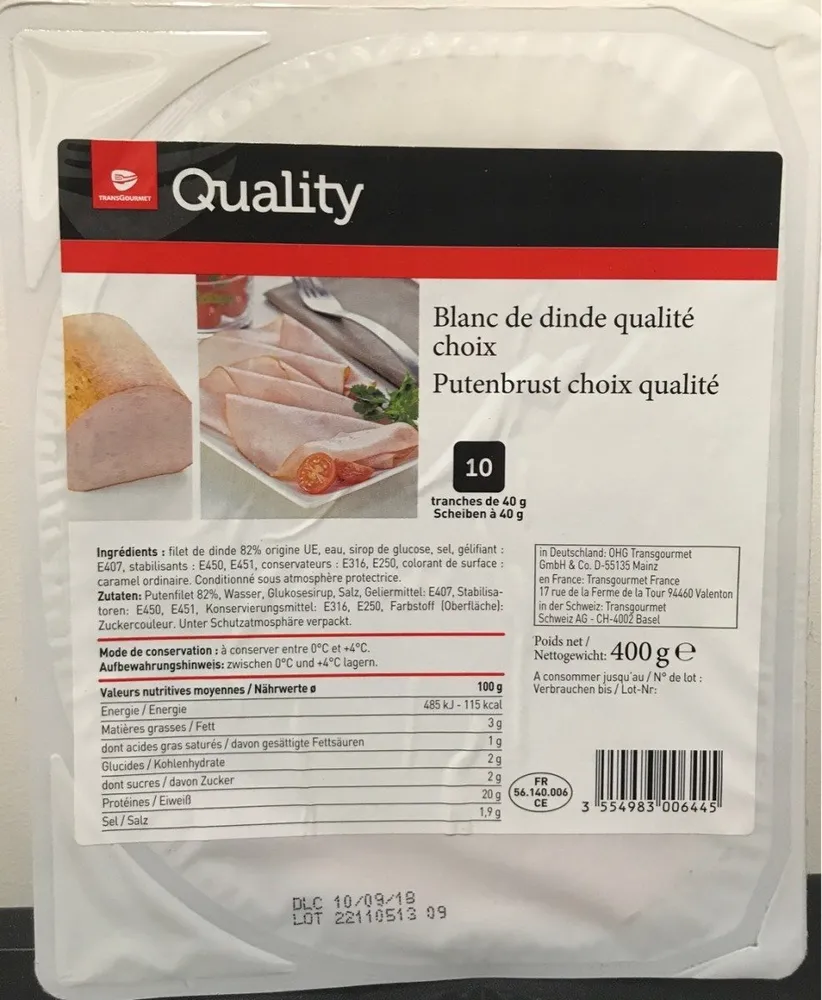 Blanc de dinde qualité choix