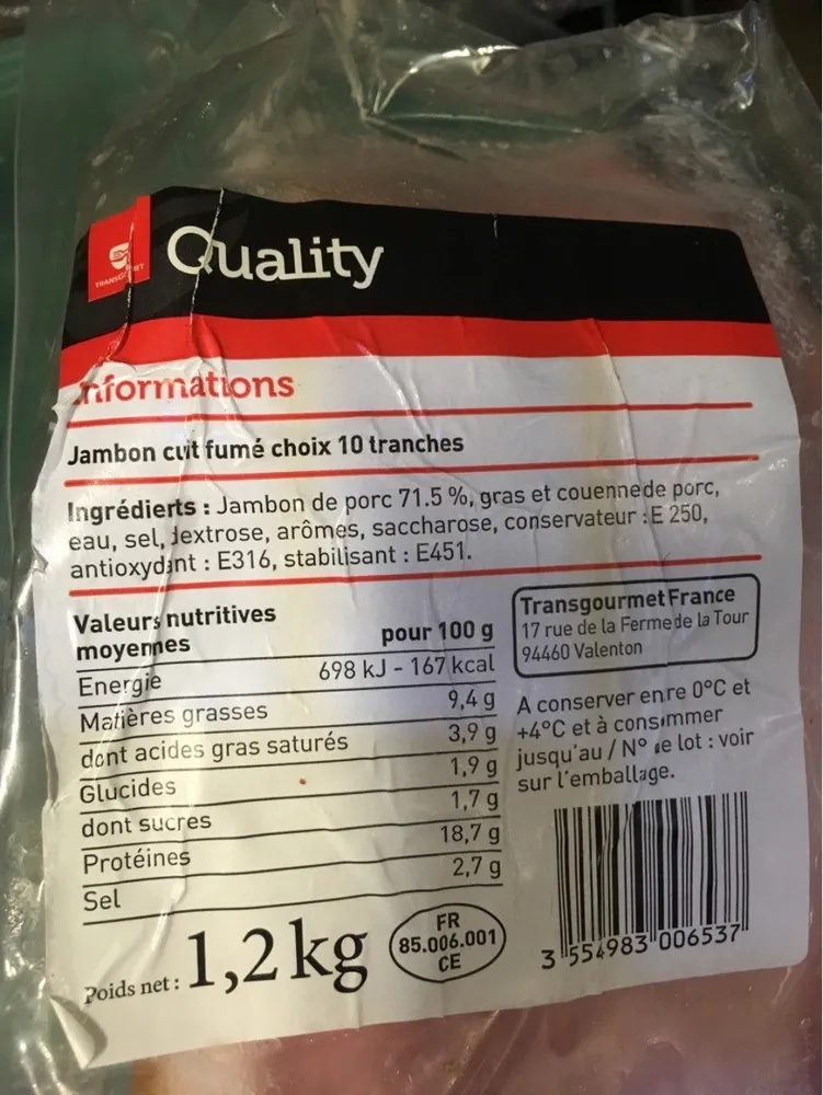 Jambon cuit fumé