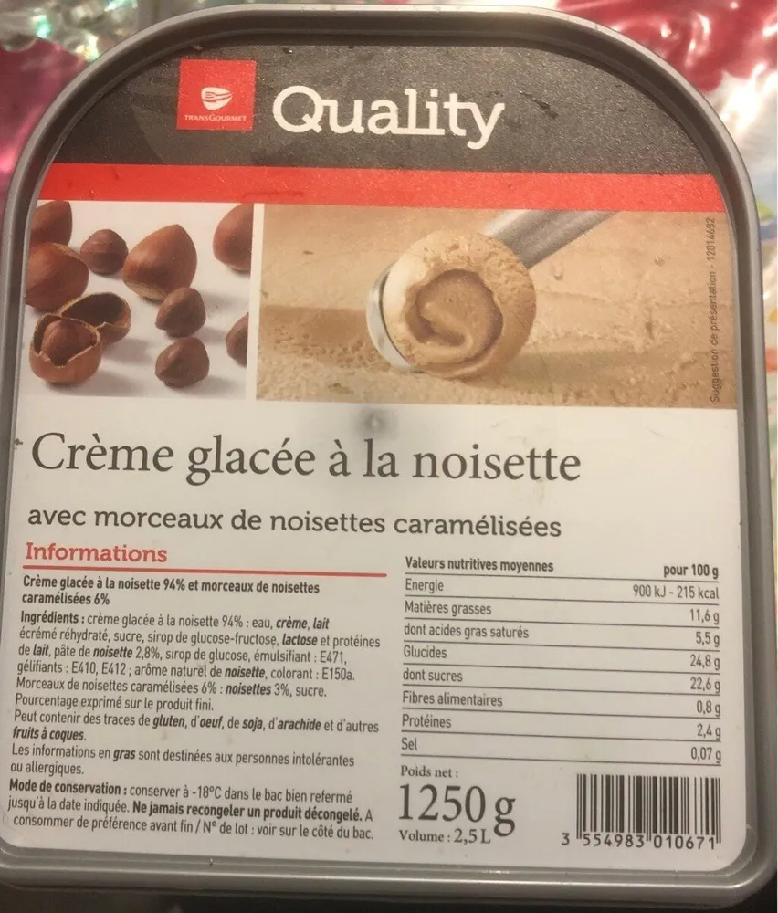 Crème glacée à la noisette