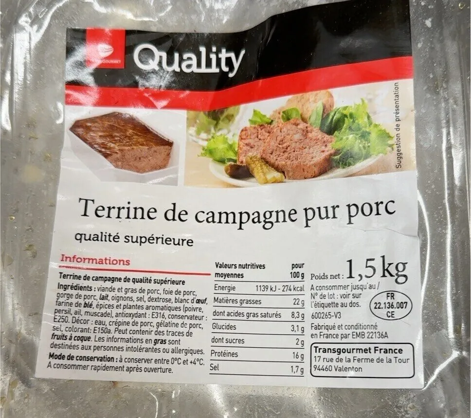 Terrine de campagne pure porc
