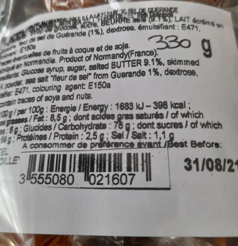 Caramels Beurre Salé  fabriqué en Normandie