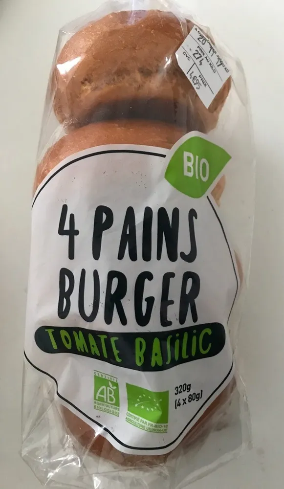 4 pains burger tomate basilic