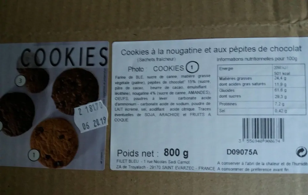 Cookie nougatine chocolat