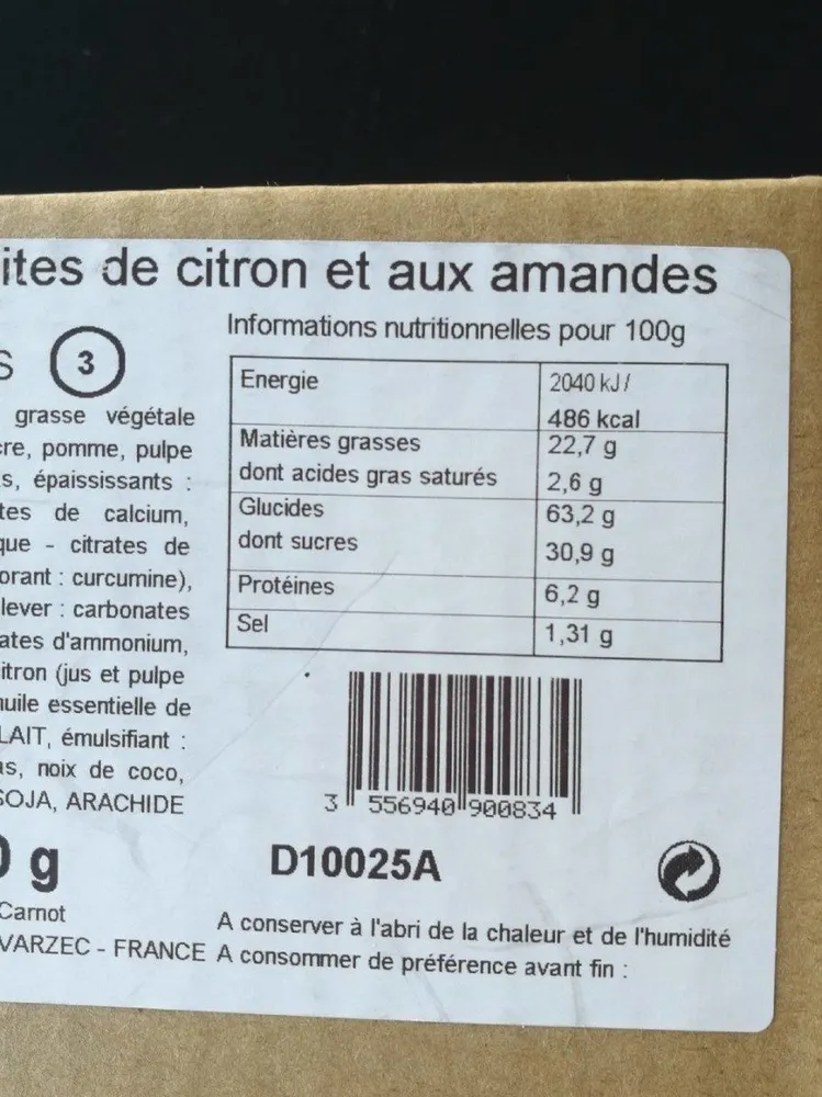 Sable aux pépites de citron et aux amandes